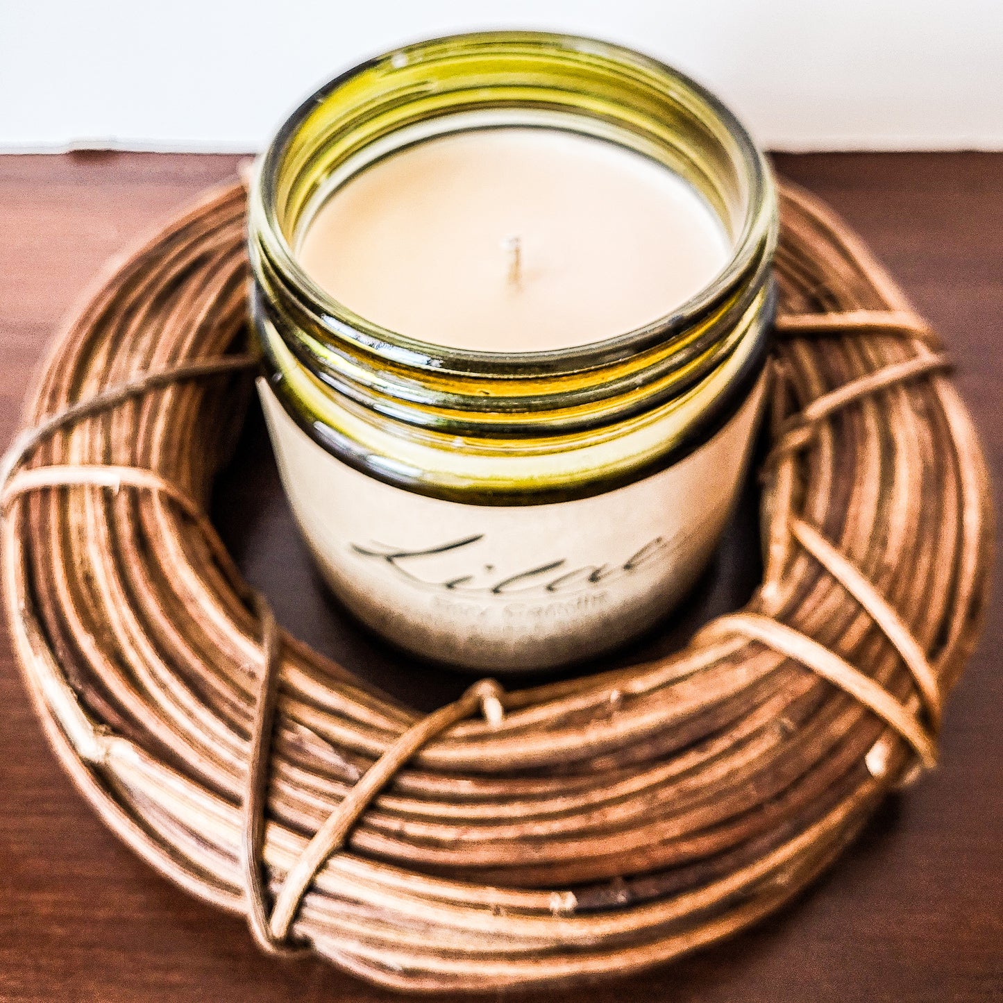 Lilac Candle with Branch Ring - Flowers in Winter Shop