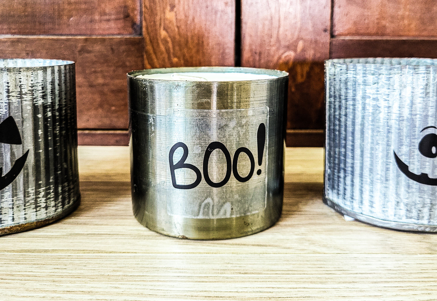 Metal Container Candle Halloween Theme - Flowers in Winter Shop