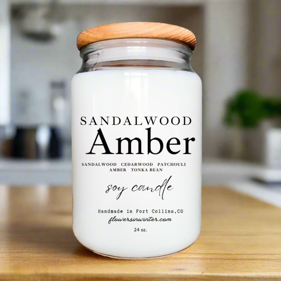 24 oz. Country Jar Candle with Wood Lid - Flowers in Winter Shop