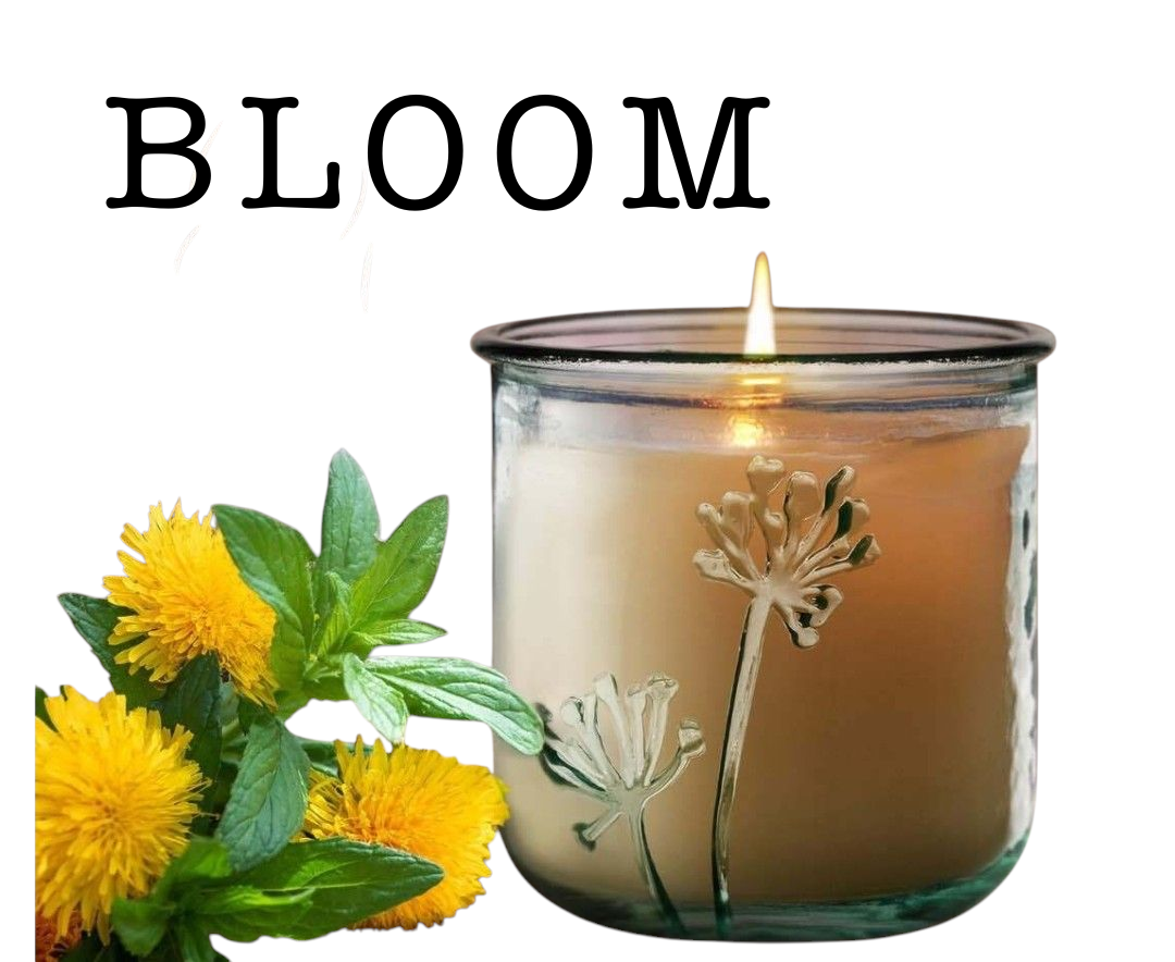 Glass Floral Container Candle