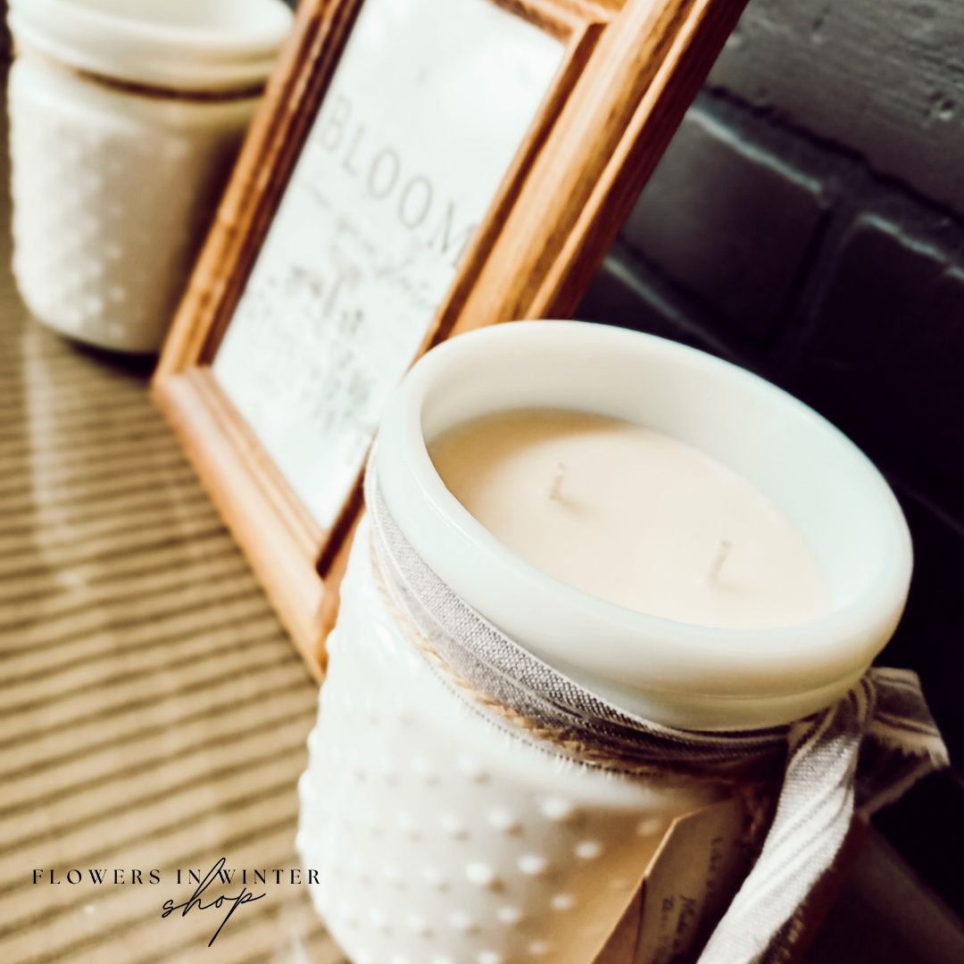 Hobnail Glass Candle 22 oz. - Flowers in Winter Shop