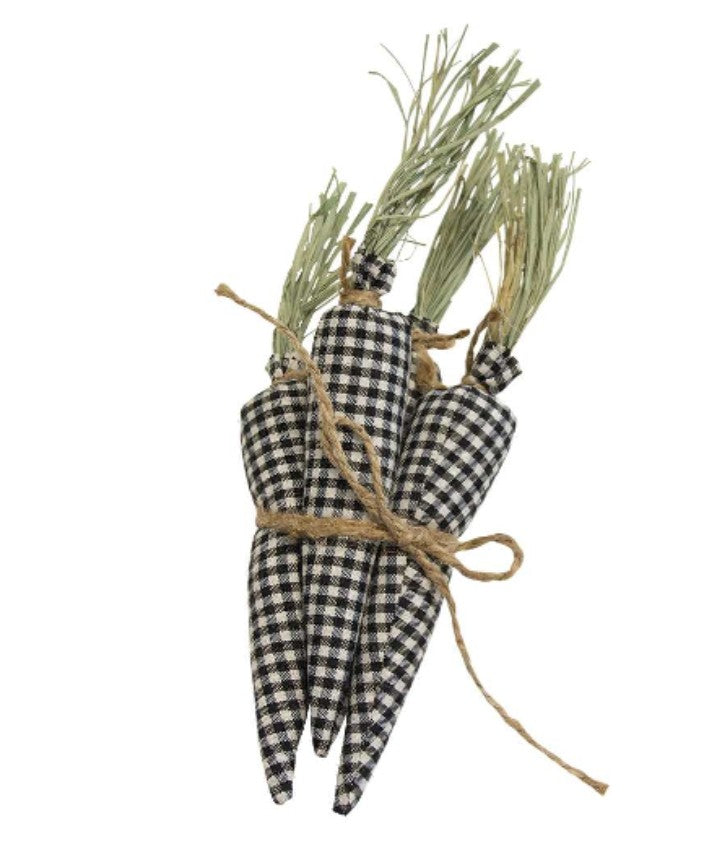 4/Set, Black & White Gingham Carrots - Flowers in Winter Shop