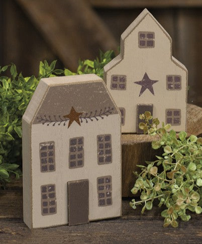 Small Distressed Primitive Church Sitter - Flowers in Winter Shop