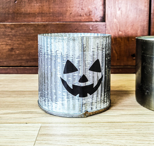 Metal Container Candle Halloween Theme