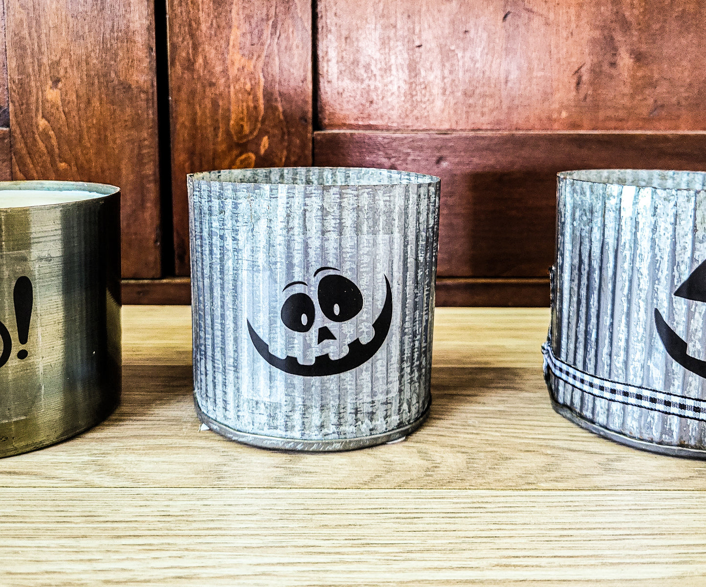 Metal Container Candle Halloween Theme