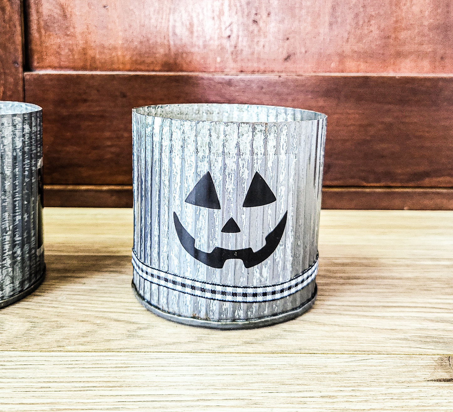 Metal Container Candle Halloween Theme