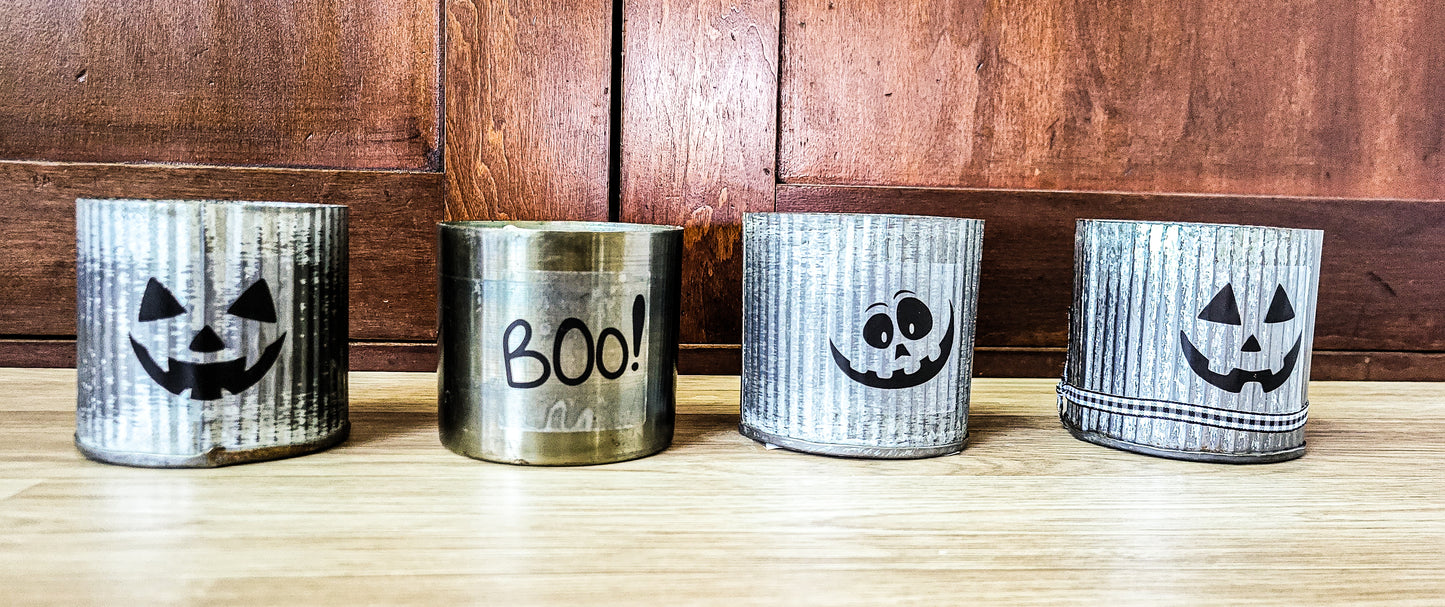 Metal Container Candle Halloween Theme