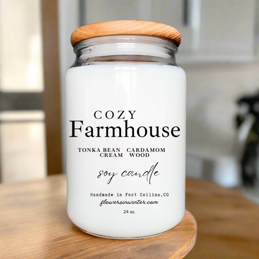 24 oz. Country Jar Candle with Wood Lid - Flowers in Winter Shop