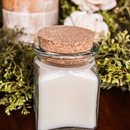 8 oz. Square Glass Jar with Cork Lid - Flowers in Winter Shop