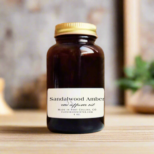 Sandalwood Amber Reed Diffuser Oil - Flowers in Winter Shop