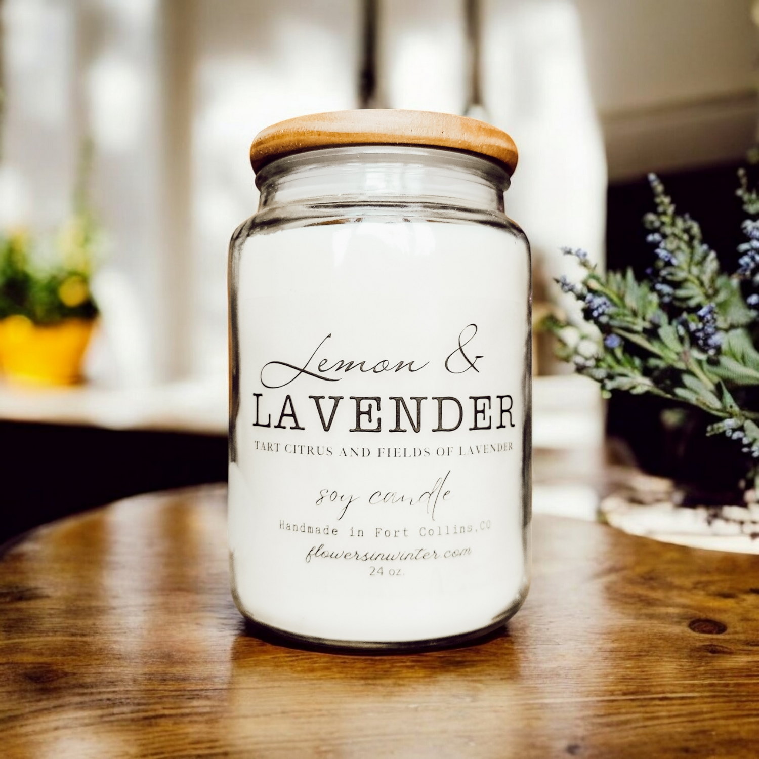 24 oz. Country Jar Candle with Wood Lid - Flowers in Winter Shop
