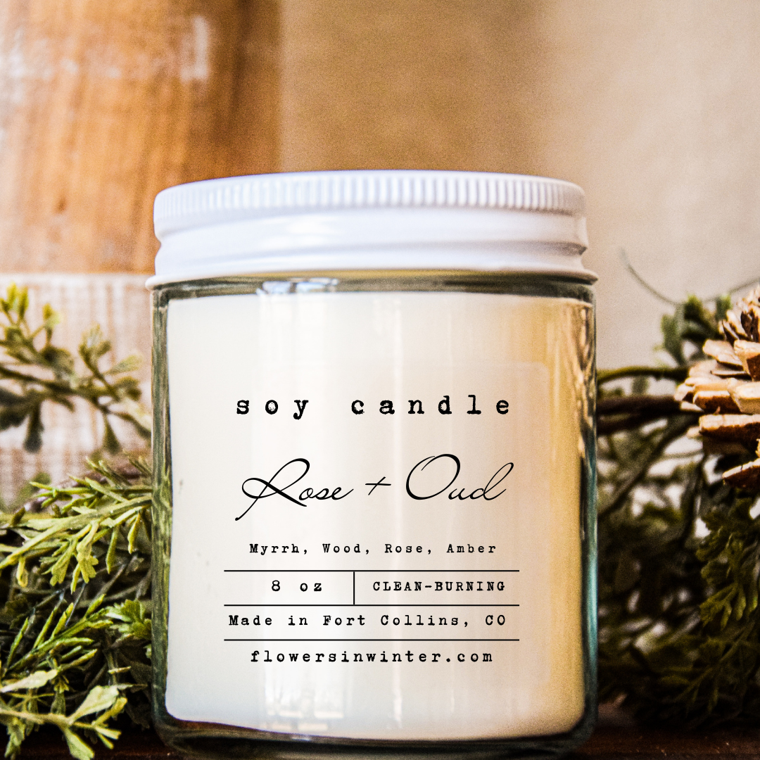 Rose + Oud Candle - Flowers in Winter Shop