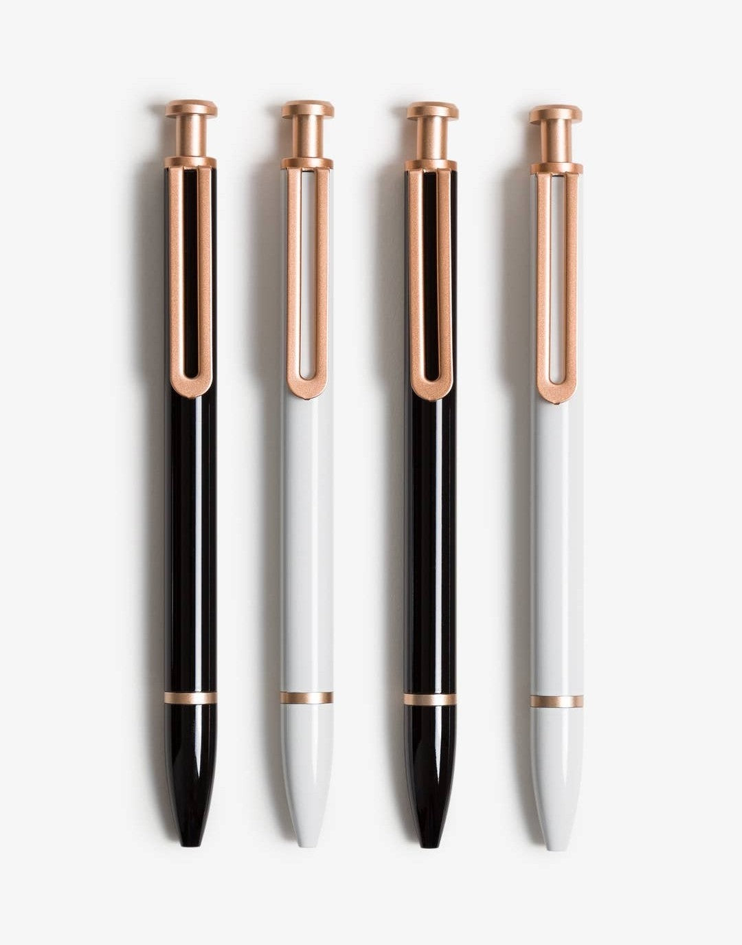 Ballpoint Pen, White & Black with Rose Gold Accents