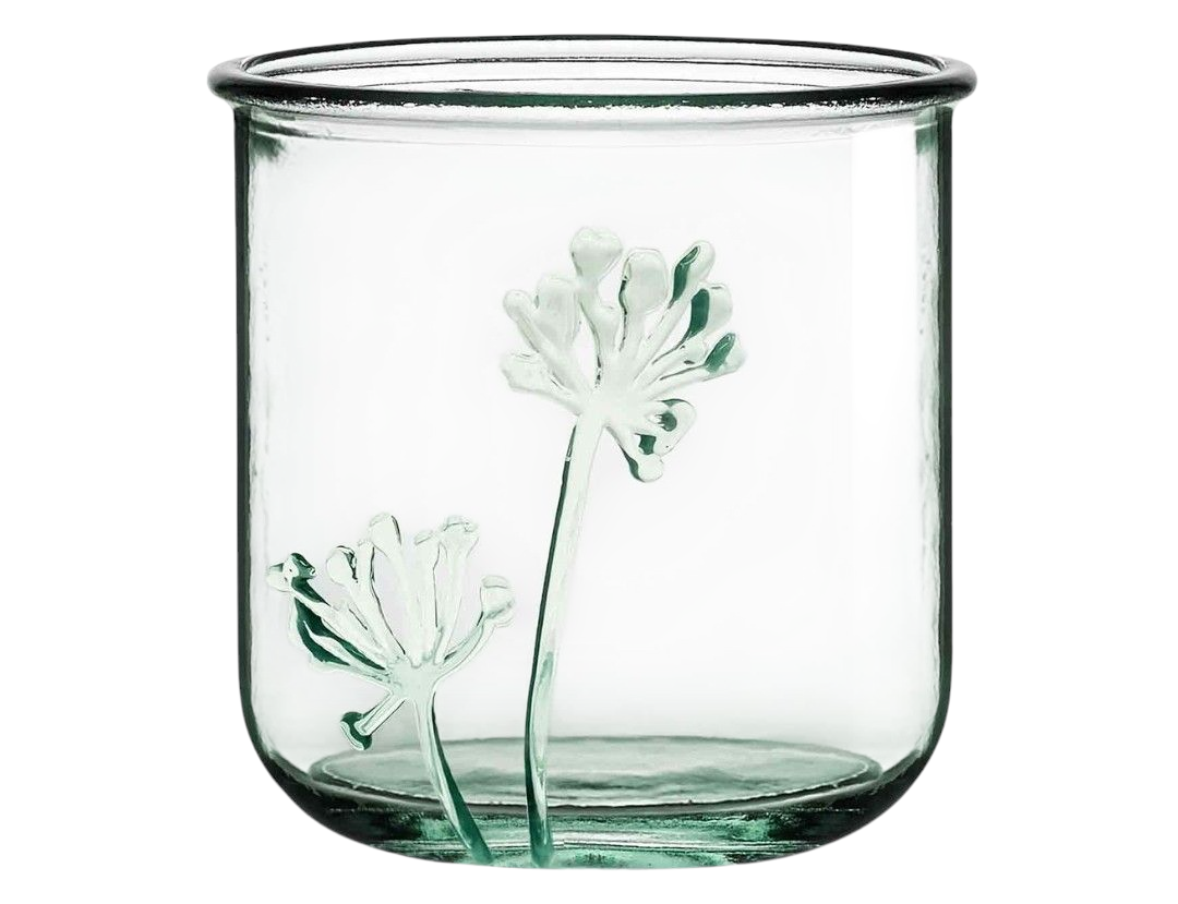 Glass Floral Container Candle