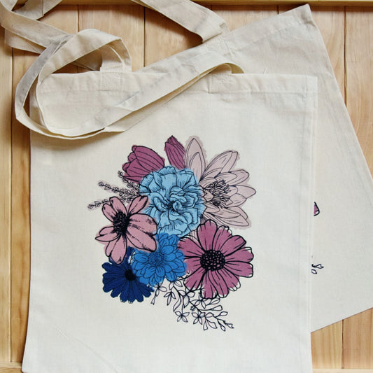 Tote Natural Cotton Canvas Basic Bag - Flowers in Winter Shop