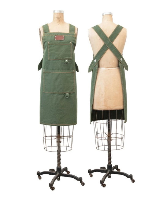 Apron Cross Back with Pockets and Rivets - Flowers in Winter Shop