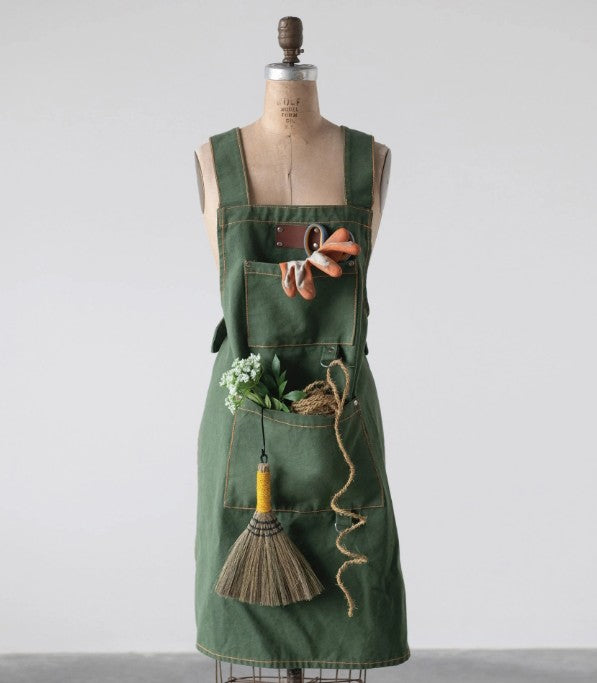 Apron Cross Back with Pockets and Rivets - Flowers in Winter Shop